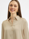 Блузка атласная свободного силуэта oodji для женщины (серый), 11411245/51653/2000N