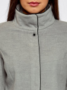 Пальто с воротником-стойкой и отделкой из искусственной кожи oodji для Женщина (серый), 20104020-1/43765/2329B