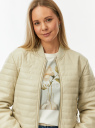 Бомбер стеганый из искусственной кожи oodji для Женщины (бежевый) Бомбер стеганый из искусственной кожи oodji для Женщины (бежевый), 18A03026/50427/3305N