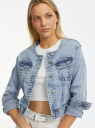 Куртка джинсовая без воротника oodji для женщины (синий), 11109003-5B/50824/7000W