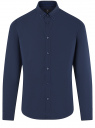 Рубашка приталенного силуэта с двойным воротничком oodji для мужчины (синий), 3L110282M/19370N/7979G