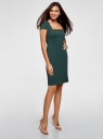 Платье-футляр из плотной ткани с квадратным вырезом oodji для женщины (зеленый), 21902065/31291/6900N