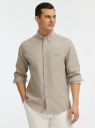 Рубашка из смесового льна с нагрудным карманом oodji для мужчины (бежевый), 3L330019M/51772N/6600N
