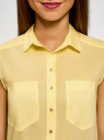 Топ хлопковый с рубашечным воротником oodji для Женщины (желтый) Топ хлопковый с рубашечным воротником oodji для Женщины (желтый), 14901416-1B/12836/5000N