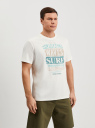 Футболка хлопковая с принтом oodji для Мужчины (белый), 5L621002I-141/46154/1233P