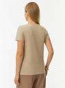 Футболка базовая хлопковая oodji для Женщины (бежевый) Футболка базовая хлопковая oodji для Женщины (бежевый), 14701143/44135N/3300N