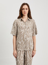 Блузка из вискозы с коротким рукавом oodji для Женщины (бежевый), 11411255/50825/3333A