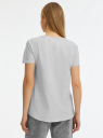 Футболка хлопковая с принтом oodji для Женщины (серый) Футболка хлопковая с принтом oodji для Женщины (серый), 14701119-8/44135N/2325P