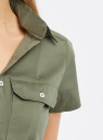 Рубашка приталенная с коротким рукавом oodji для Женщины (зеленый), 13K03019/42785/6800N