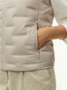 Жилет стеганый на молнии с пуховым утеплителем oodji для Женщины (бежевый), 19403011-2/52051/3300N