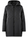 Куртка удлиненная с капюшоном oodji для Женщины (черный), 10210001/45679/2900N