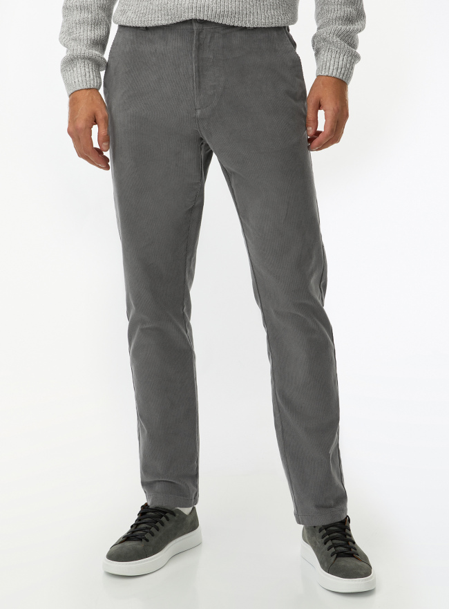 Брюки из микровельвета oodji для Мужчины (серый) Брюки из микровельвета oodji для Мужчины (серый), 2L160006M/51150/2500N