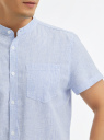 Рубашка льняная с воротником-стойкой и короткими рукавами oodji для мужчины (белый), 3L420005M-1/49991N/1075S