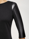 Платье с отделкой из искусственной кожи oodji для женщины (черный), 14001143-4B/46944/2900N