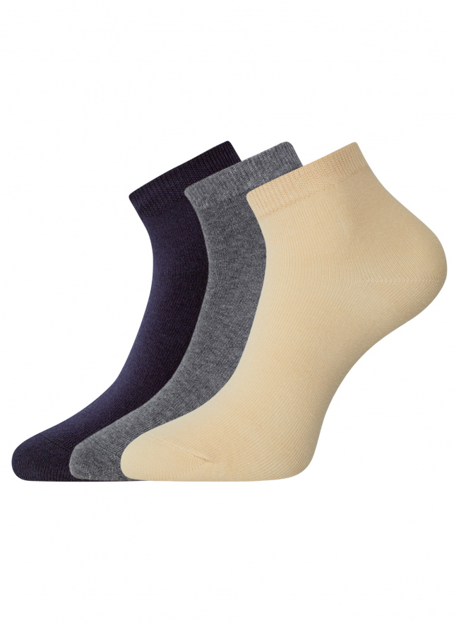 Комплект из трех пар укороченных носков oodji для женщины (разноцветный), 57102418T3/47469/19CXN