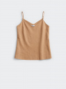 Топ из смесового льна с декором на лямках oodji для Женщины (бежевый), 14901429-1/50930N/3500N