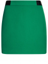 Юбка короткая с отделкой из искусственной кожи oodji для женщины (зеленый), 11601179-10/46415/6E00N