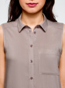 Топ вискозный с рубашечным воротником oodji для женщины (серый), 14911009B/26346/2300N