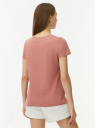 Футболка базовая хлопковая oodji для Женщины (розовый) Футболка базовая хлопковая oodji для Женщины (розовый), 14701143/44135N/4A00N