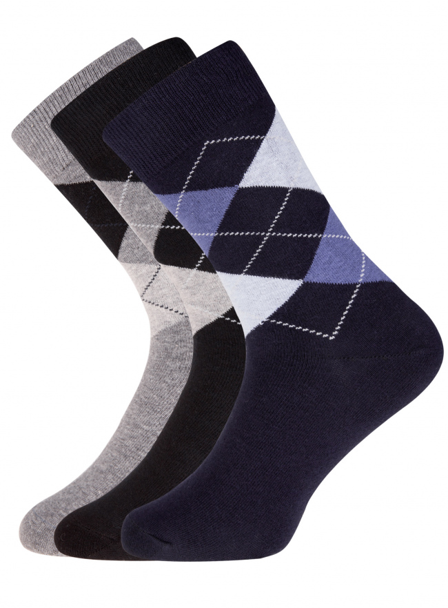 Комплект высоких носков (3 пары) oodji для Мужчина (разноцветный), 7B233001T3/47469/1904G