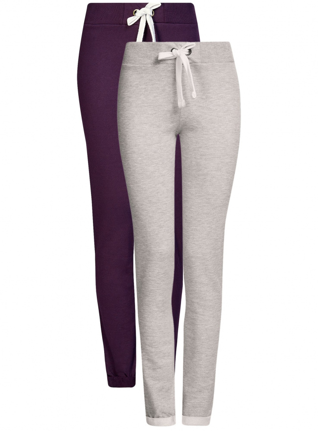 Комплект спортивных брюк (2 пары) oodji для женщины (серый), 16701010T2/46980/2388N