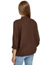 Блузка вискозная с рукавом-трансформером 3/4 oodji для Женщина (коричневый), 11403189-3B/26346/3900N