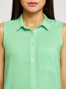 Топ вискозный с нагрудным карманом oodji для женщины (зеленый), 11411108B/26346/6500N