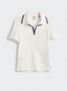 Поло хлопковое в рубчик с контрастной отделкой oodji для Женщины (белый), 29311002/50084/1200N