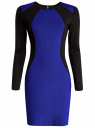 Платье облегающее с контрастными вставками oodji для женщины (синий), 14011009/45948/7529B