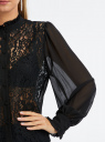 Блузка прямого силуэта с кружевом oodji для Женщины (черный) Блузка прямого силуэта с кружевом oodji для Женщины (черный), 11411244/17358/2900N