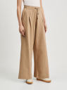Брюки хлопковые широкие oodji для Женщины (бежевый), 26701002/52644/3500N