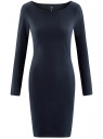 Платье трикотажное облегающего силуэта oodji для женщины (синий), 14001183B/46148/7902N
