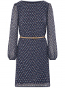 Платье из струящейся ткани с ремнем oodji для женщины (синий), 11900150-16B/42816/7973F