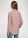 Блузка прямого силуэта с нагрудным карманом oodji для женщины (розовый), 11411134-1B/46123/4A01N
