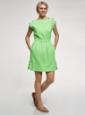 Платье льняное с коротким цельнокроеным рукавом  oodji для Женщина (зеленый), 12C13012/16009/6A00N