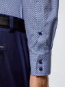 Рубашка хлопковая в мелкую графику oodji для мужчины (синий), 3L110315M/19370N/1079G
