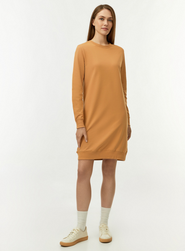 Платье в спортивном стиле базовое oodji для Женщины (коричневый) Платье в спортивном стиле базовое oodji для Женщины (коричневый), 14001199B/46919/3100N