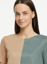 Блузка колор блок из искусственной замши oodji для женщины (серый), 18K01004/47301/6C33B