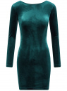 Платье прилегающего силуэта из бархата oodji для женщины (зеленый), 14000165/46056/6C00N