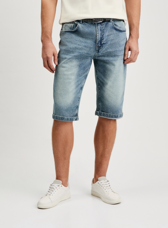 Шорты джинсовые с отворотами oodji для Мужчины (синий), 6L220018M-8/50618/7000W