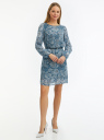 Платье из струящейся ткани с ремнем oodji для Женщины (синий), 11900150-16B/42816/7570A