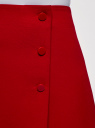 Юбка трапеция с декоративными пуговицами oodji для женщины (красный), 11607011/31291/4500N