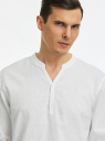 Рубашка из смесового льна с длинным рукавом oodji для мужчины (белый), 3B320002M-5/50875N/1000N