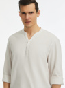 Рубашка из смесового льна с длинным рукавом oodji для мужчины (белый), 3B320002M-5/50875N/1220M