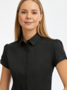 Рубашка хлопковая с коротким рукавом oodji для Женщины (черный), 13K01004-1B/14885/2900N