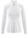 Блузка из хлопка с баской oodji для Женщины (белый), 11400444/42083/1000N