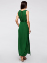 Платье макси с резинкой на талии и завязками oodji для женщины (зеленый), 21900323-1/42873/6E00N