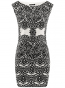 Платье трикотажное с принтом "кружево" oodji для женщины (белый), 14001170/37809/1229L