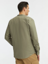 Рубашка хлопковая с воротником-стойкой oodji для Мужчины (зеленый), 3L330008M/50866N/6600N