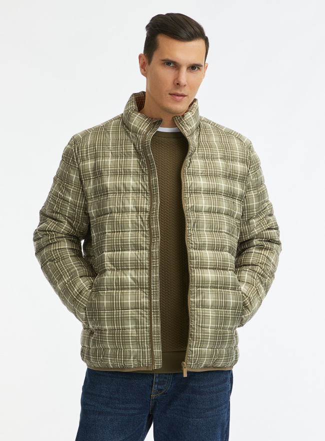Куртка стеганая принтованная oodji для Мужчины (зеленый), 1B121002M-5/42257/6260O